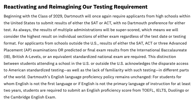 标化可选取消！达特茅斯学院宣布恢复SAT/ACT成绩提交要求！(图3)